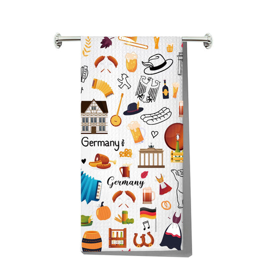 JNIAP Germany Kitchen Towel German Dish Towel Germany Themed Gifts Germany Housewarming Gift German Kitchen Decor (German KT)