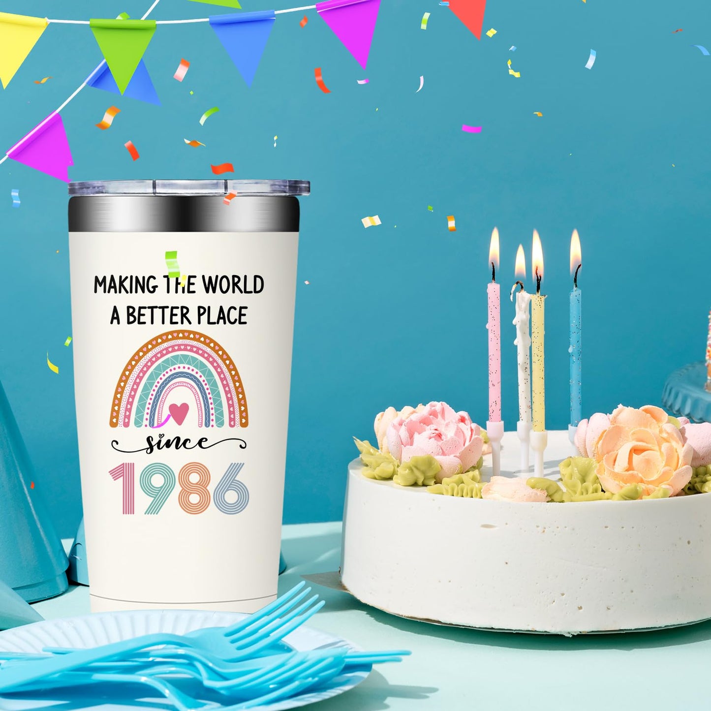 40th Birthday Gifts Women - 1986 40th Birthday Decorations for Women - Turning 40 Year Old Gifts Her - 40 Fabulous Tumbler 20 oz