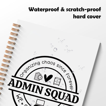 Admin Squad Office Glitter Spiral Notebook, Administrative Assistant Gifts Journal, School Administrator Staff Hardcover Notebook Journal for Writing Note Taking, 5.5x8.3 Inch