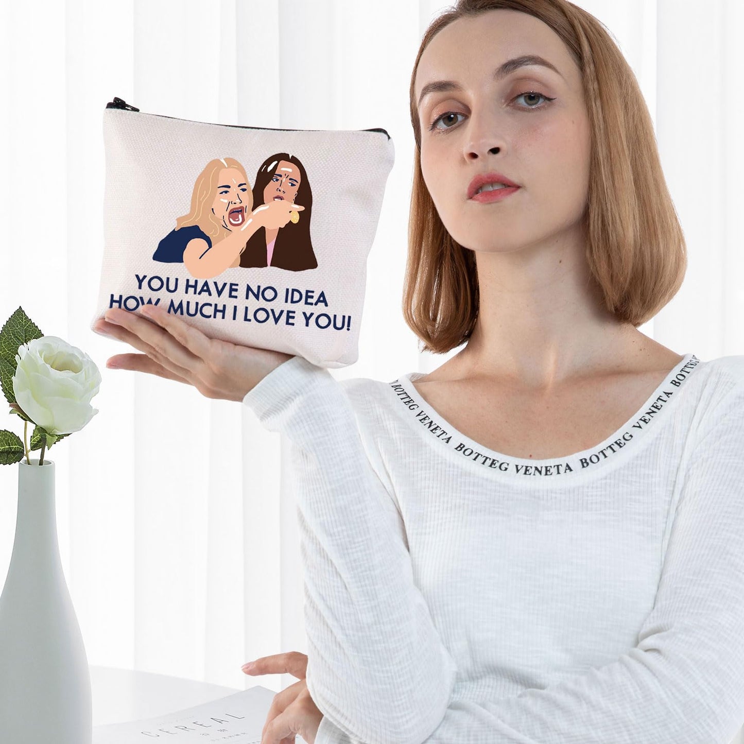 BWWKTOP Real Housewives Cosmetic Makeup Bag Screaming Lady Cat Gifts You Have No Idea How Much I Love You Rhobh Makeup Zipper Pouch Bag For TV Show Fans (Have No Idea)