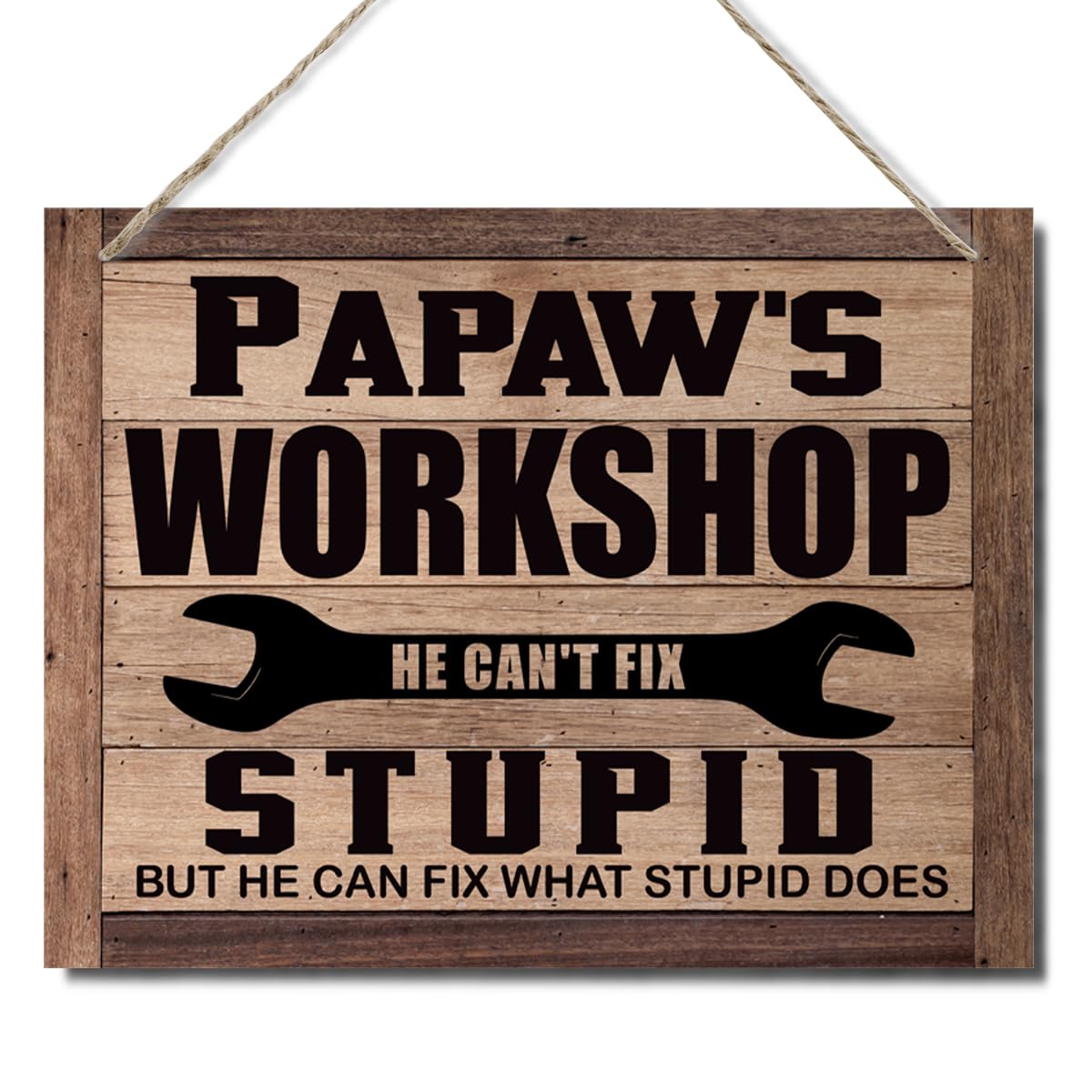 Papaw's Workshop Sign - Father's Day & Birthday Gift, Rustic Wooden Wall Plaque, Farmhouse Home Decor, Funny Grandpa Mechanic Gift