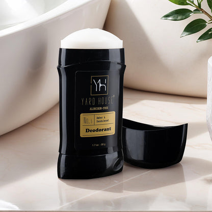 Yard House Mens Bath Body Gift Set, Sandalwood Amber, 4-Pcs Grooming Kit with Body Wash, Body Lotion, Deodorant, Travel Toolbox Case - Fathers Day Gifts For Father, Birthday Christmas Gift Ideas