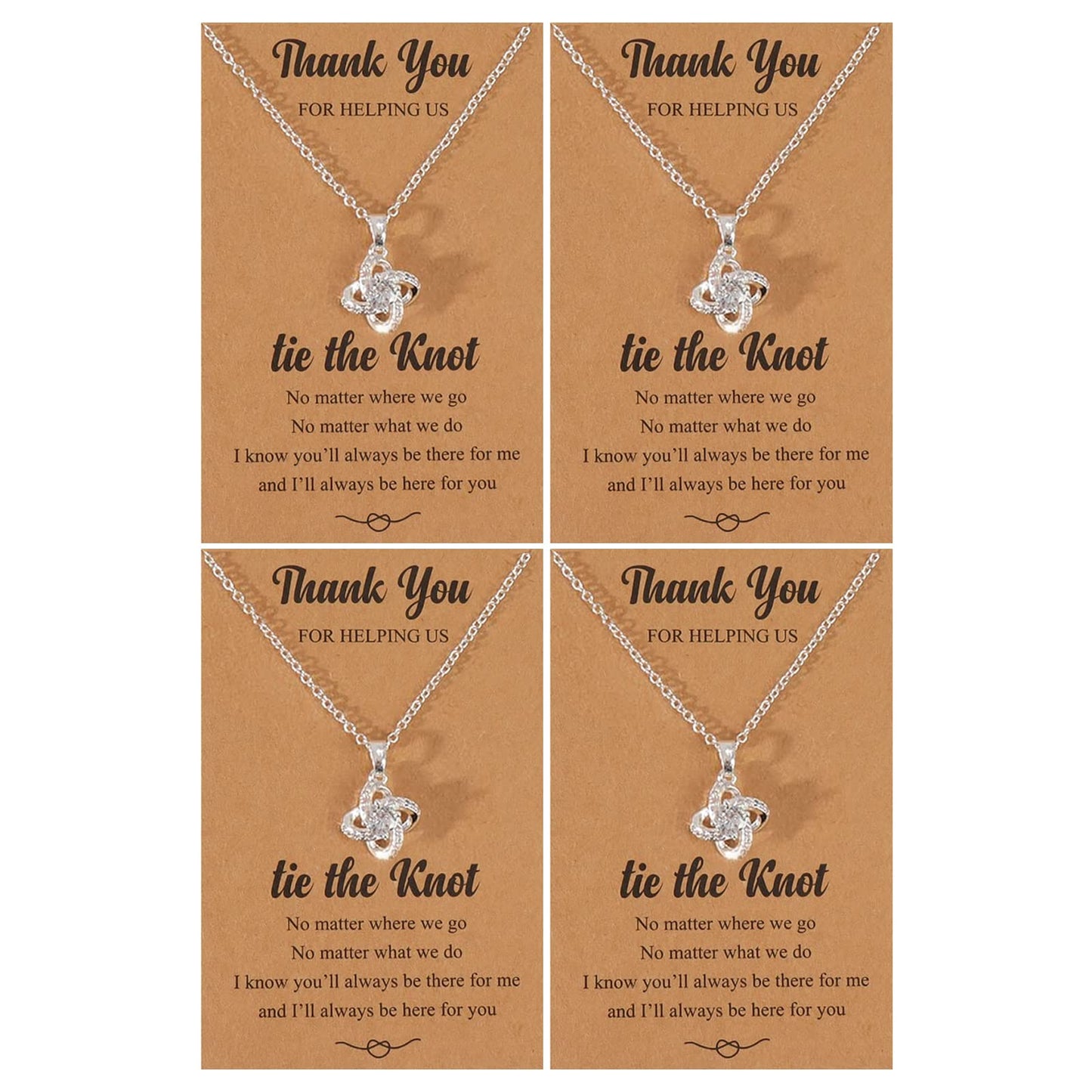 choice of all 2/3/4/6/8Pcs Bridesmaid Gifts Bridesmaid Necklace for Women Tie The Knot Necklace Wedding Gifts Bridesmaids Proposal Gift