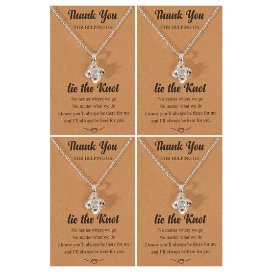 choice of all 2/3/4/6/8Pcs Bridesmaid Gifts Bridesmaid Necklace for Women Tie The Knot Necklace Wedding Gifts Bridesmaids Proposal Gift