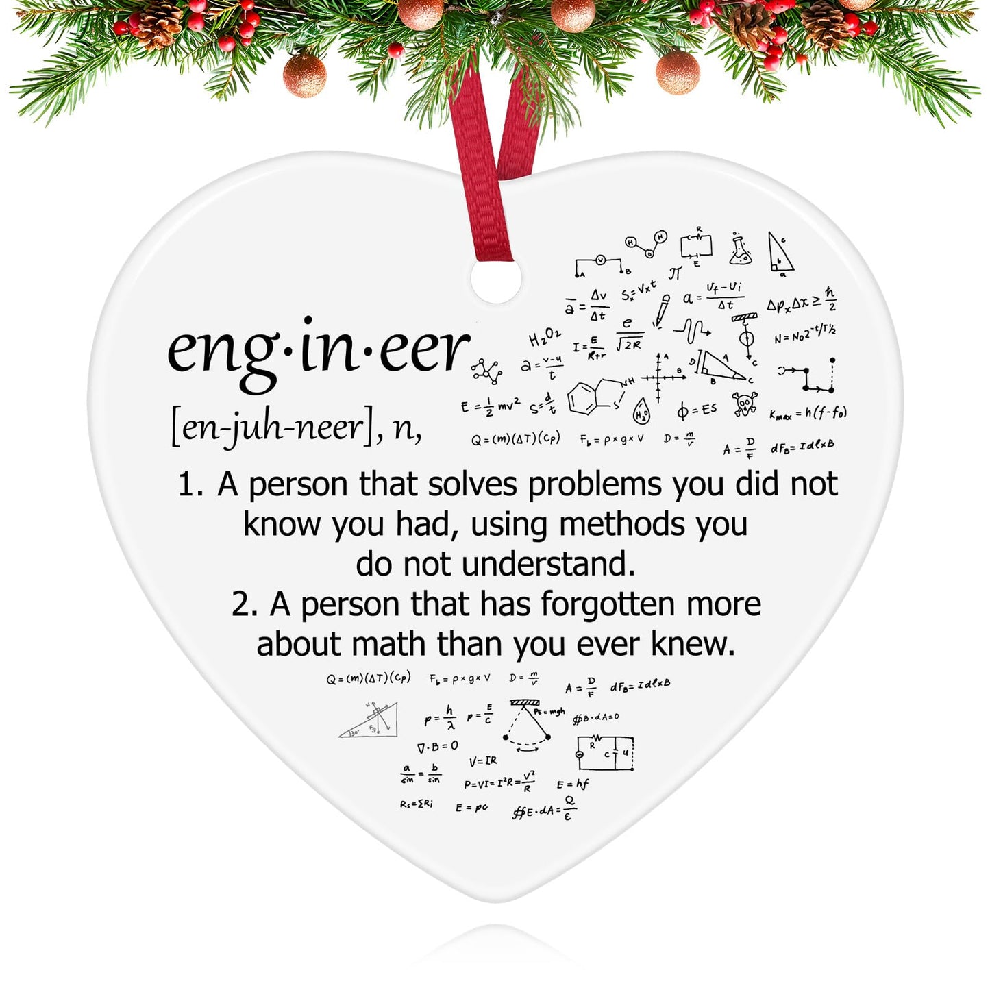 Engineer Gifts for Women Men Engineer Gifts Christmas Ornaments Engineer Student Birthday Gift Inspirational Gifts for Mechanical Ceramic Ornament Engineer Engineering School Graduation Gifts