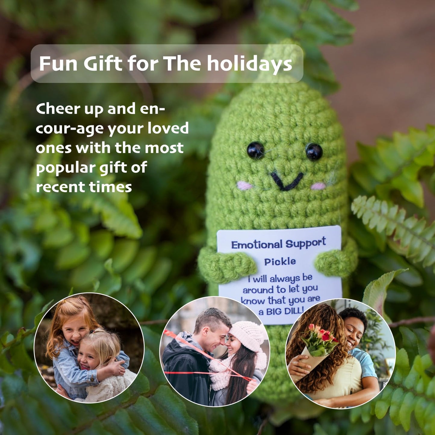 Letken Encouragement Pickle Plush Toys Positive Crochet Animals Gifts Encouragement Birthday Gifts, Christmas Stocking Stuffers (Support Pickle)