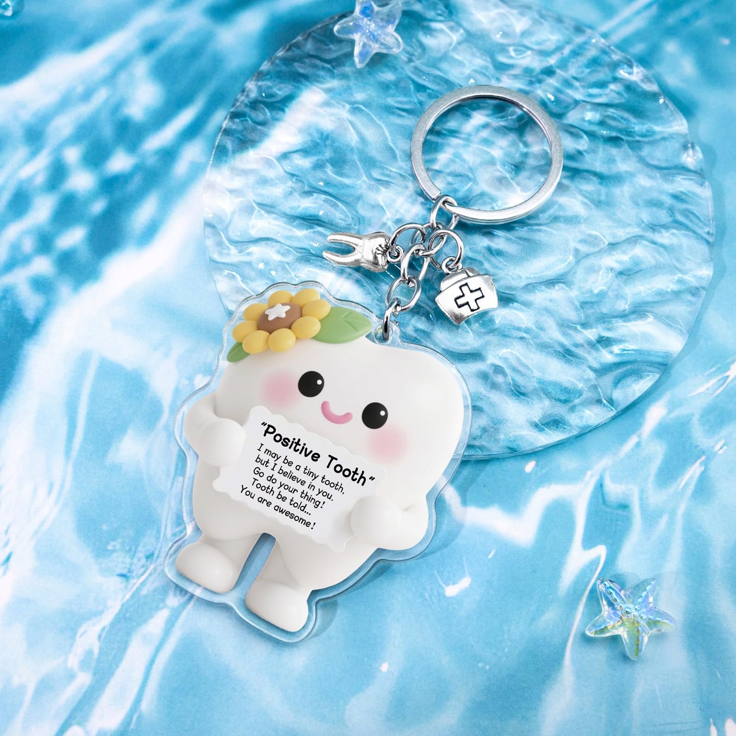 Positive Dental Assistant Accessories Dental Hygienist Gifts For Women Doctor Cute Tooth Keychain Dentist Gifts For Women Girl Friend Dental Hygienist Graduation Gift For Nurse Tooth Stuff