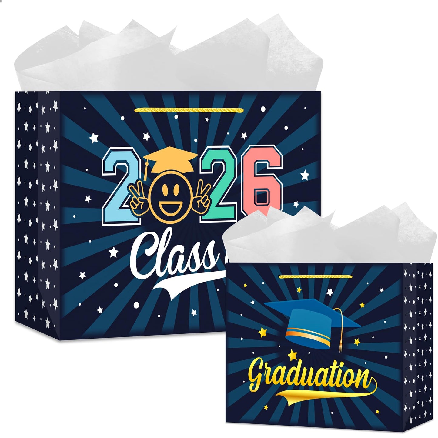 GMEMNOV Graduation Gift Bag 2026-12.6" Large Graduation Gift Bag with Tissue Paper Class of 2026 Graduation Party Favor Bags for High School College Graduates