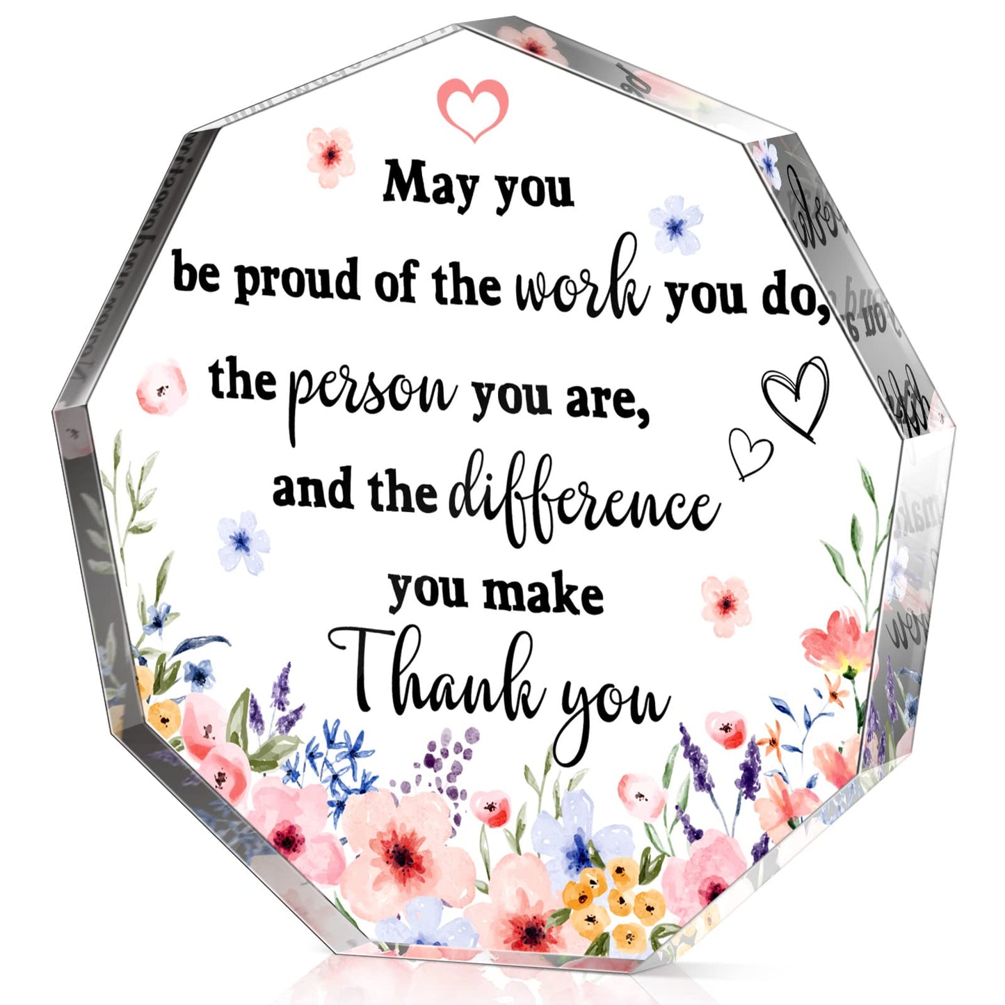 Yinder Thank You Gifts for Women Appreciation Gifts for Coworker Employee Nurse Teacher Leader Boss Inspirational Quotes Acrylic Desk Decor for Home Office Farewell Retirement