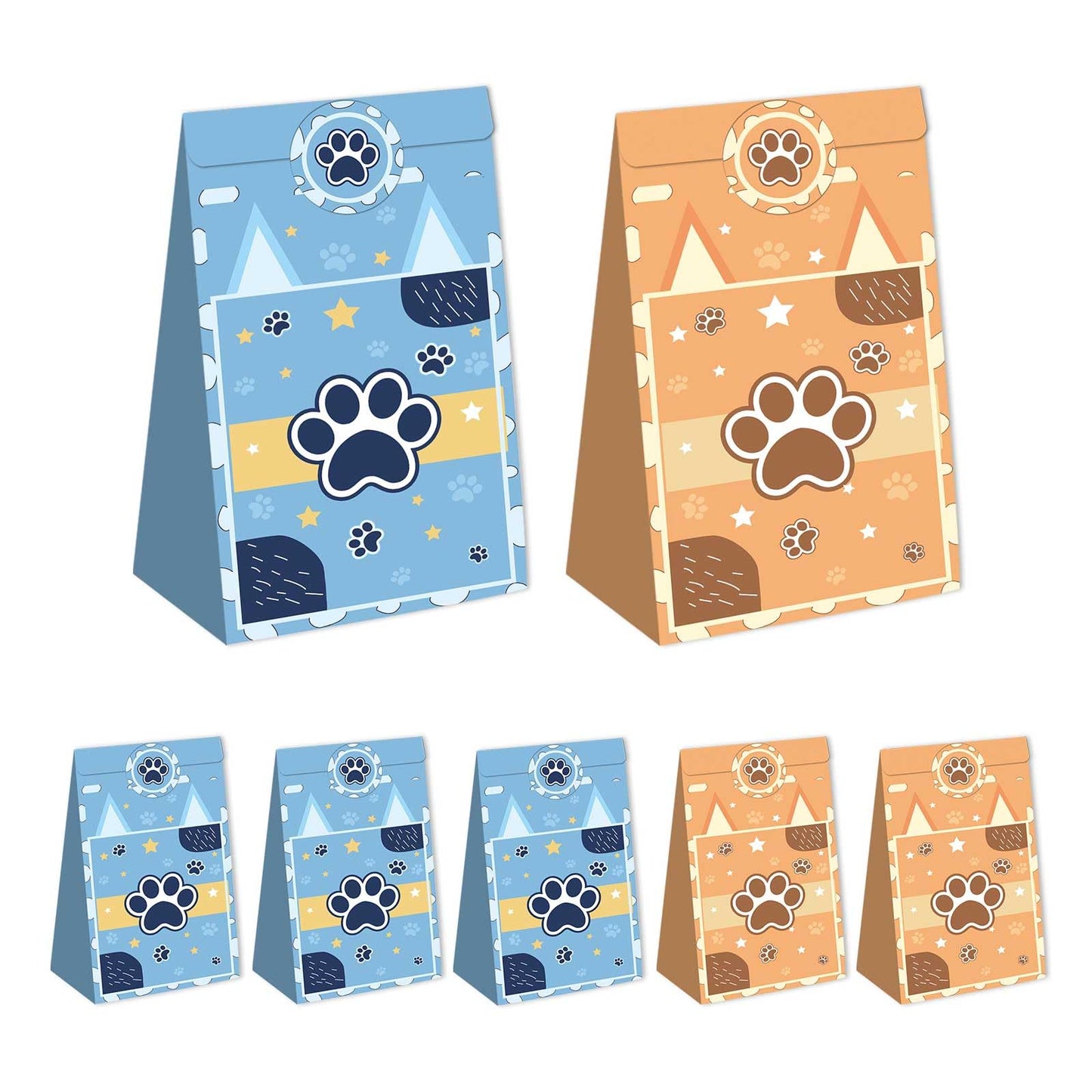 LeiGuoMinyyu 16pcs Cartoon Dog Party Gift Bags with Stickers Birthday Goodie Gift Boxes for Kids Boys Girls Birthday Party Supplies Decorations