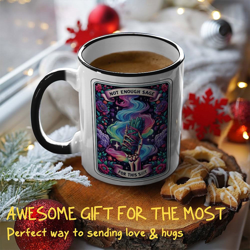 Witchy Gifts for Women Men Not Enough Sage Mug 11OZ - Gothic Gifts - Spooky Skeleton, Birthday Gift for Witchy Friends - Skull Cup 11OZ