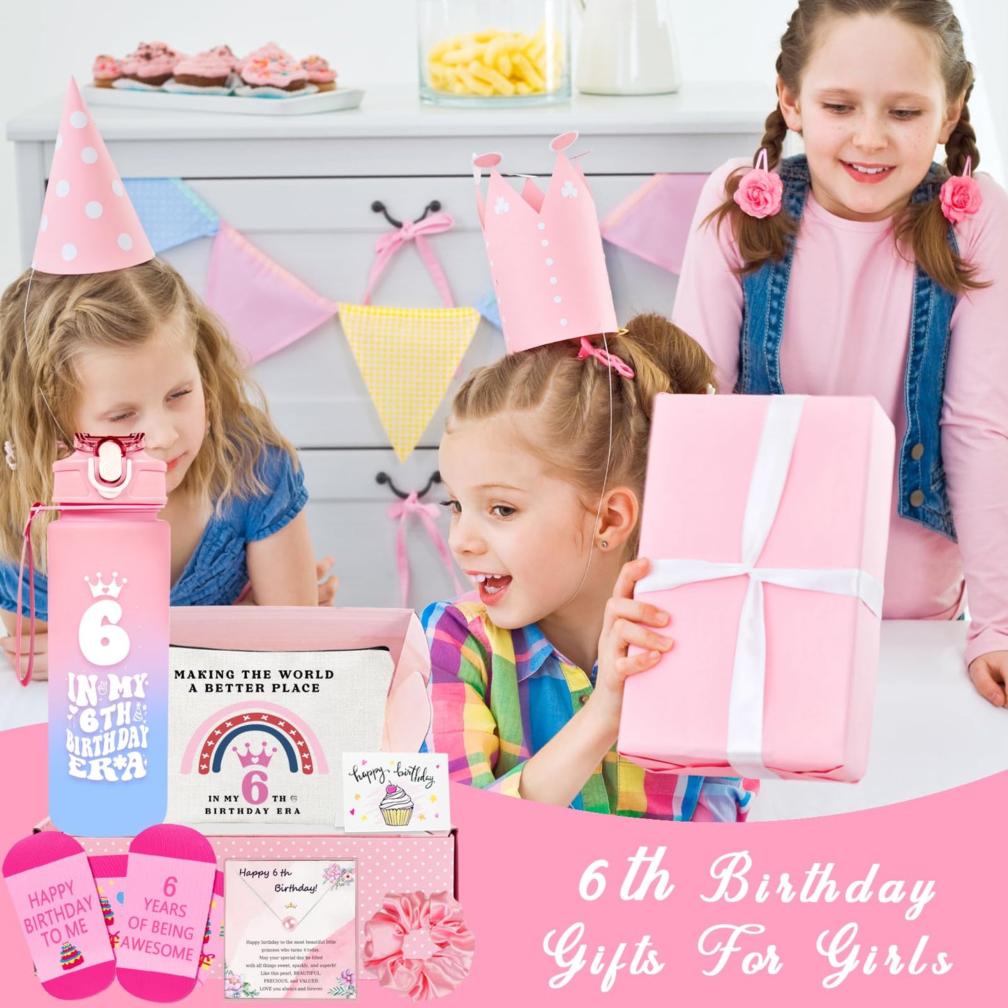 Awfrky 6 Year Old Girl Birthday Gift, Gifts for 6 Year Old Girl Beautiful Teen Girls, Best 6th Girls Gift Ideas for Daughter, Sister, Niece, Granddaughter, 6th Birthday Decorations for Teen Set of 6
