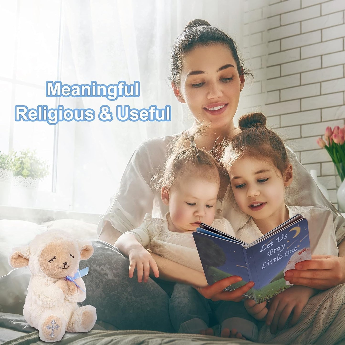 MyMateZoe Baptism Gifts for Boys, Great Christening, Dedication and Baptism Gift Set for Boys and Newborn Baby, Includes 7" Praying Lamb Plush Toy and Let Us Pray Baby Book in Keepsake Gift Box