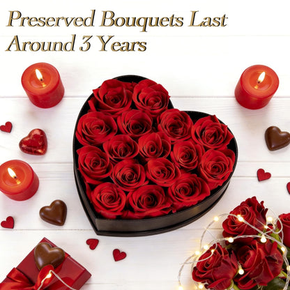 16 Preserved Flowers Rose in a Box, Gifts for Women Mom Her Wife on Mothers Day Valentines Birthday Christmas Anniversary Romantic(Red)