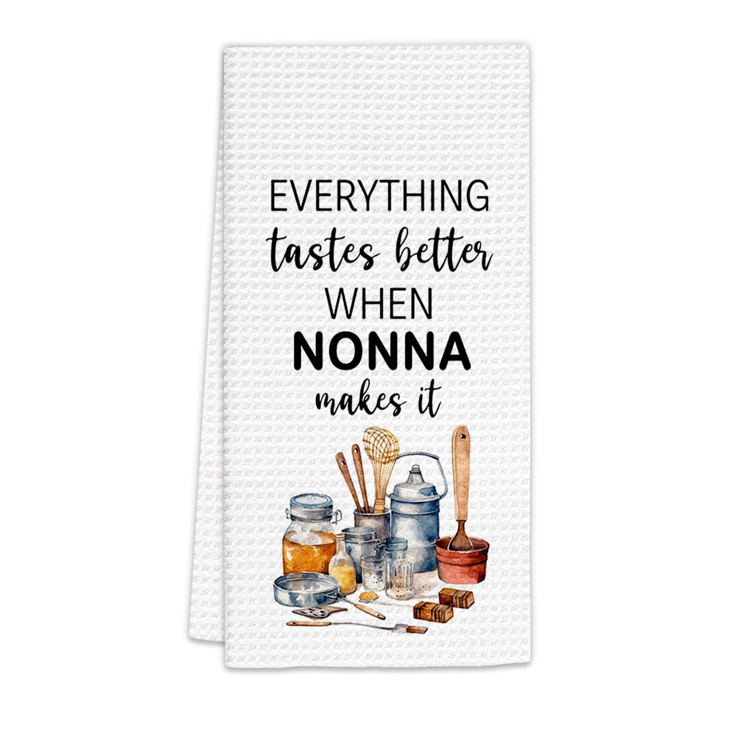 Nonna Gifts Kitchen Towels, Gifts for Nonnas Dish Towels, Nonnas Gifts from Grandkids, Everything Tastes Better When Nonna Make It Decorative Hand Towel for Kitchen (16x24 Inch)