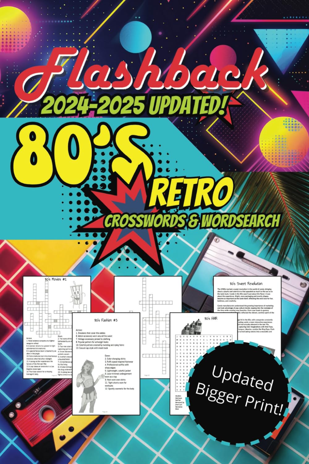 80's Retro Crosswords & Wordsearch: Flashback Activity Book Updated for 2024-2025 (Flashback! Retro Puzzles)