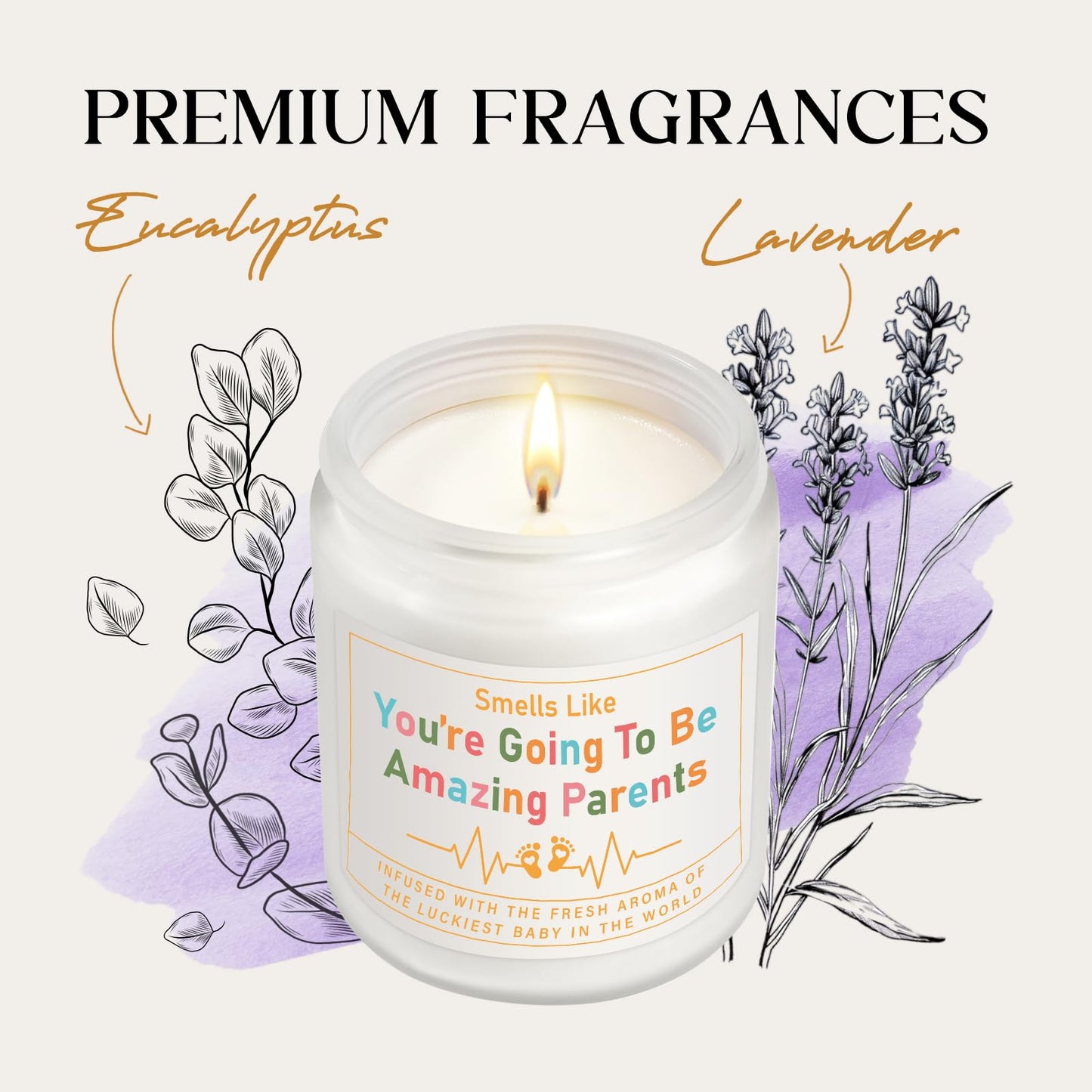 AceThrills Gender Reveal Gifts, New Parents Gift for Couples, Pregnancy Gifts for First Time New Mom Dad Gift - Lavender Scented Candle