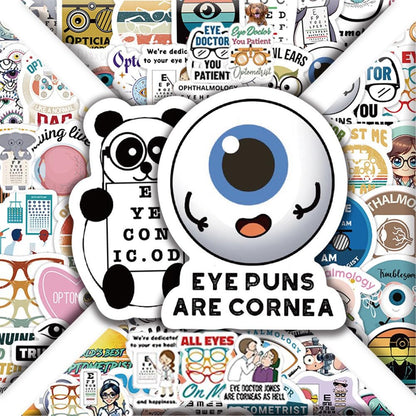 Eye Doctor Stickers-60Pcs Ophthalmologist Optometrist Waterproof Vinyl Decals for Cup Water Bottles Laptop Luggage Computer Mobile Phone Guitar Skateboard Decoration