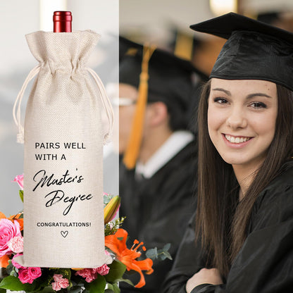 LANBAIHE Master's Degree Wine Bag - Reusable Graduation Gift for College, Doctorate Party