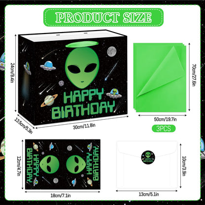 Allparty Alien Birthday Gift Bag Outer Space Gift Bag with Wrapping Paper Card Sticker Envelope UFO Theme Party Favors Decorations Gifts Presents for Alien Lovers Baby Shower Birthday