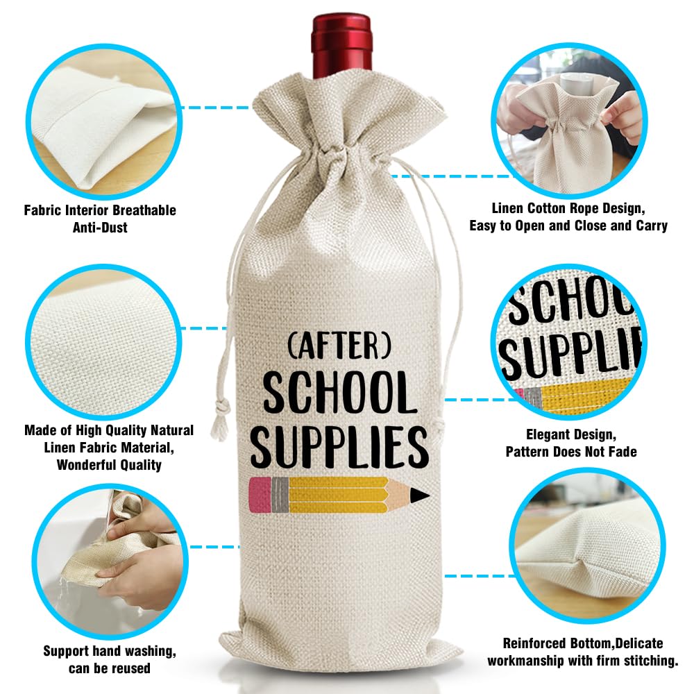 JioJio Chan Teacher's Day Gifts Wine Bags, Best Teacher Appreciation, Birthday Gifts for Women from Student, Burlap Drawstring Wine Bag