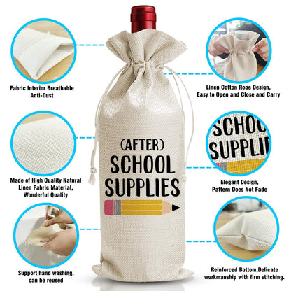 JioJio Chan Teacher's Day Gifts Wine Bags, Best Teacher Appreciation, Birthday Gifts for Women from Student, Burlap Drawstring Wine Bag