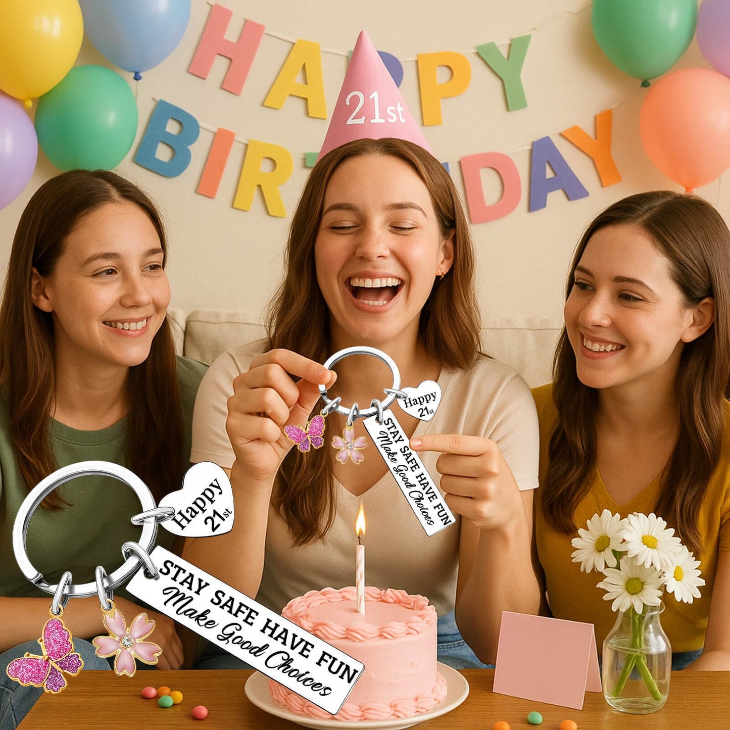Sweet 16 Gifts for Girls Sweet Sixteen Keychain Happy 16th 18th 21st Birthday Gift for Sister Daughter Party Decorations