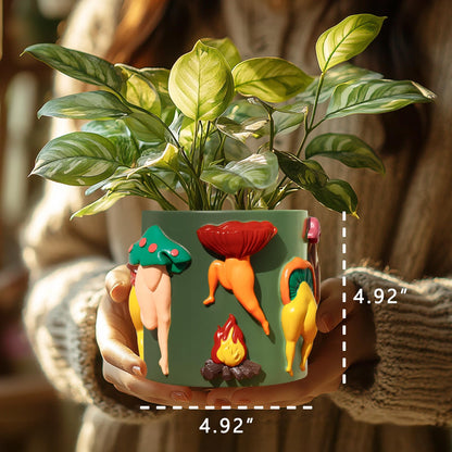 GUGUGO Mushroom Female Body Planters, Unique Dancing Lady Flowers Planter, Cute Quirky Butt Plant Pots for Indoor Plants, Funny Succulent Flower Pot for Home Decor, Eclectic Aesthetic Gift, Green
