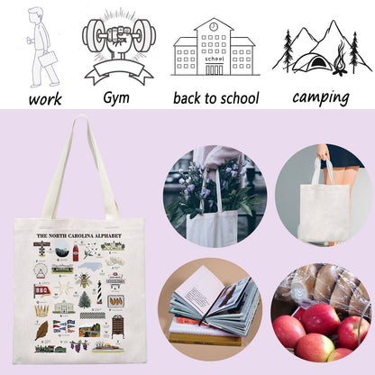 ENSIANTH North Carolina Alphabet Tote Bag North Carolina State Souvenirs Gift Family Trip Handbag Tar Heel State Travel Gift