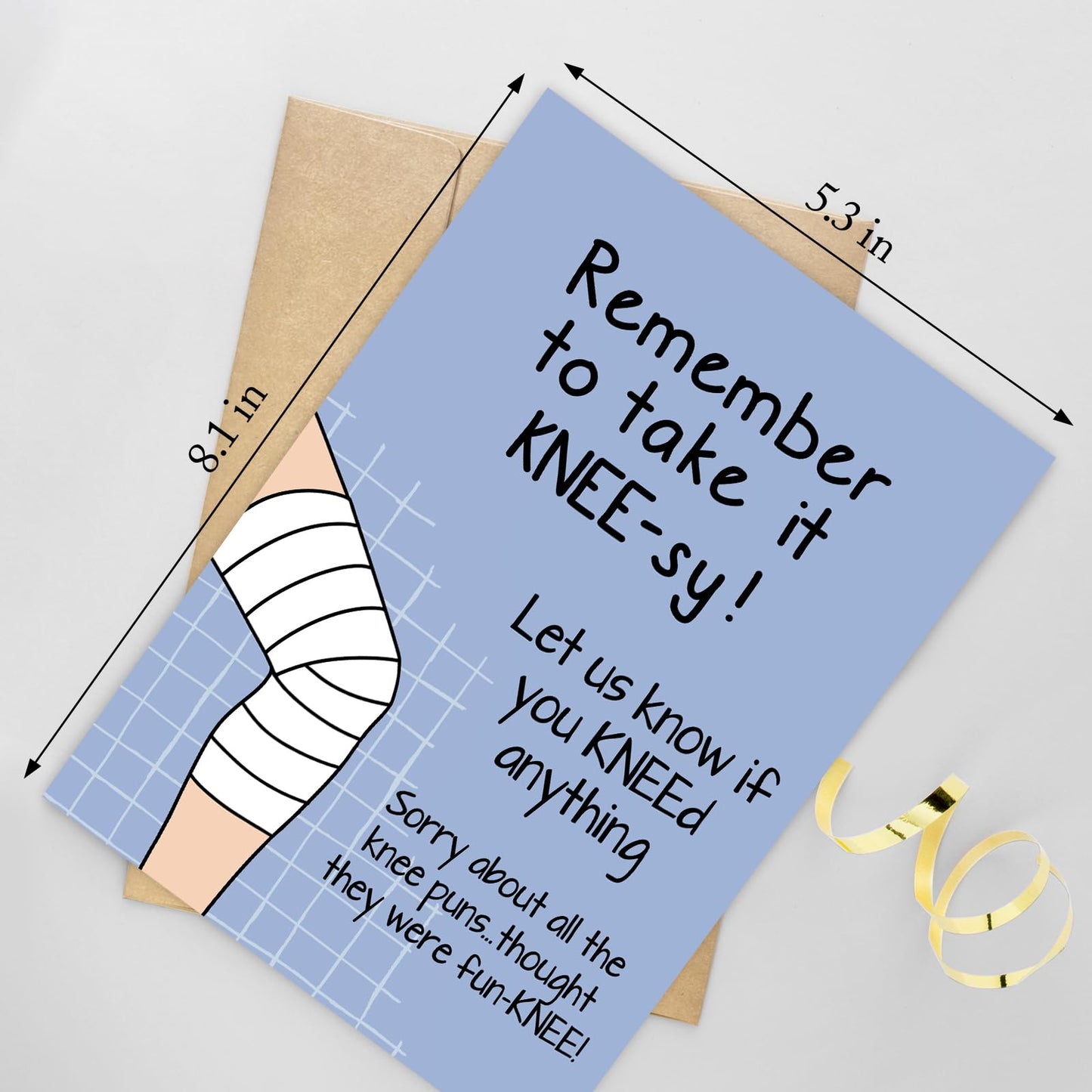 Funny Knee Get Well Soon Card for Men Women, Knee Replacement Card Gift for Patient, Speedy Surgery Recovery Cards for Him Her