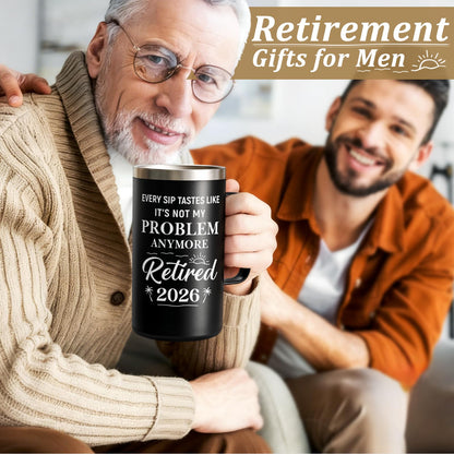Qtencas Retirement Gifts for Men, Every Sip Tastes Like It's Not My Problem Anymore 20oz Insulated Coffee Mug, Goodbye Gift, Farewell Gifts for Men Friends Coworkers Dad Grandpa