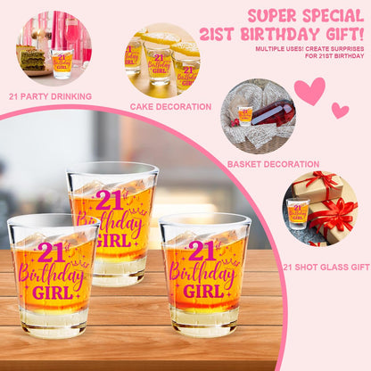 21st Birthday Gifts for Her, Happy Birthday Gift Women, Gift for 21 Year Old Girls, 2005 Happy 21st Birthday Shot Glass, Twenty One Birthday Shot Glass, 21 Birthday Decorations for Women Girls