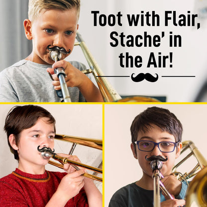 Clip-On Mustache For Trombones & Euphoniums - Includes Protective Case - Fits All Large Shank Mouthpieces - Perfect Accessory For Young Musicians - Mouthpiece Not Included