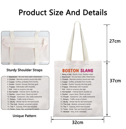 POFULL Boston State Trip Merch Massachusetts Gift New England Gift Boston Slang Tote Bag