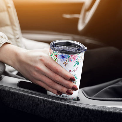 kwsnatel Photographer Gifts for Women - Just a Girl Who Loves Photography Tumbler with Lid - Birthday Gifts for Women Photographer - Traveling Cups for Her - Cute Flower Camera Coffee Mug 20oz
