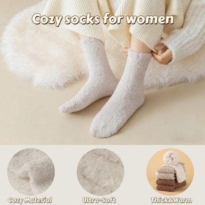 Cozy Socks for Women Gifts: 3 Pairs Luxe Cloud Fuzzy Socks for Home Sleep