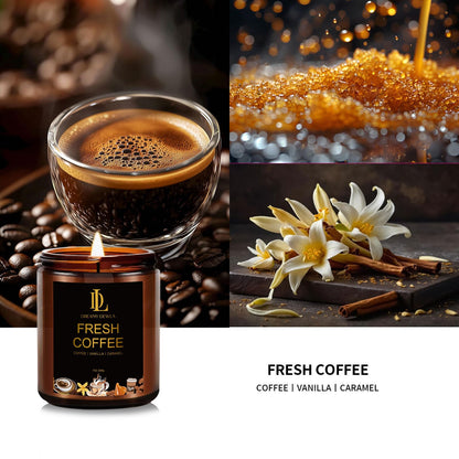 Fresh Coffee Candles, Coffee Scented Candle, Natural Soy Candles for Home Scented, Long Lasting with 50 Hour Burn Time, Gifts for Men Women