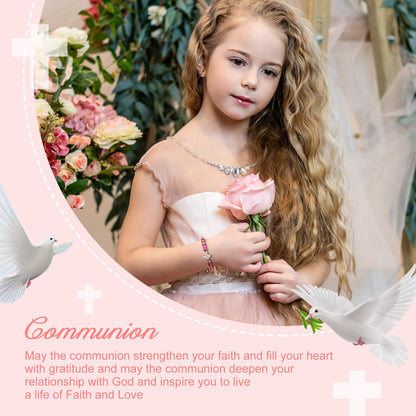 Christian Gifts for Girls - Colorful Cross Bracelet Gift Box Set with Scripture Card, Faith Gift for Birthday, Baptism, First Communion, Confirmation, Easter & Christmas