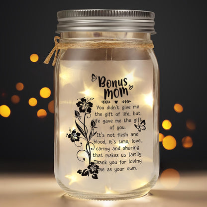 Bonus Mom Gifts Mason Jar Night Light for Mothers Day from Daughter Son,Step Mom Gifts,Birthday for Stepmom, Mother in Law Gifts