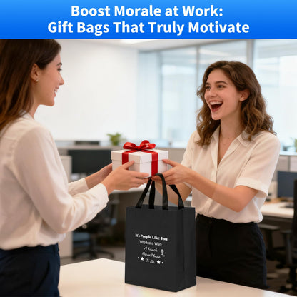 40 Pcs Reusable Gift Bags with Handles - Include 20 Iridescent Gift Bags & 20 Tissue Paper - Employee Appreciation Gifts Bulk for Staff, Team, Coworker, Teachers, Nurse, Thank You Gifts (Black)