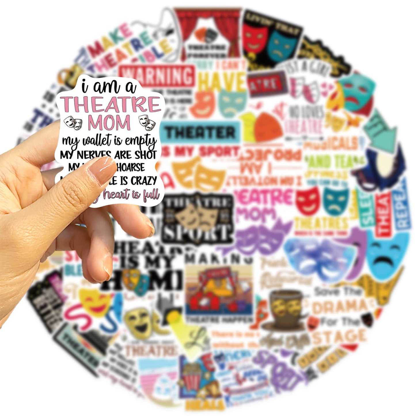 50 PCS Theatre Stickers,Aesthetic Waterproof Vinyl Stickers,Theatre Gifts-Drama Party Supplies-Gift for Water Bottle,Laptop,Phone,Skateboard Sticker for Teens Girls Kids Women&Men(Theatre)