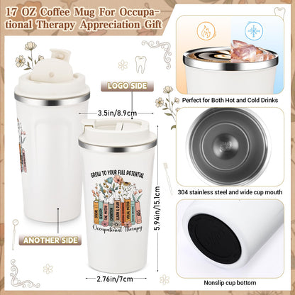 Pickmesh 3 Pcs Occupational Therapist Gifts Set 17 oz Coffee Tumbler A5 Leather Notebook Journal Pen Occupational Therapy Appreciation Ot Gifts for Women Men Graduation Birthday Holiday