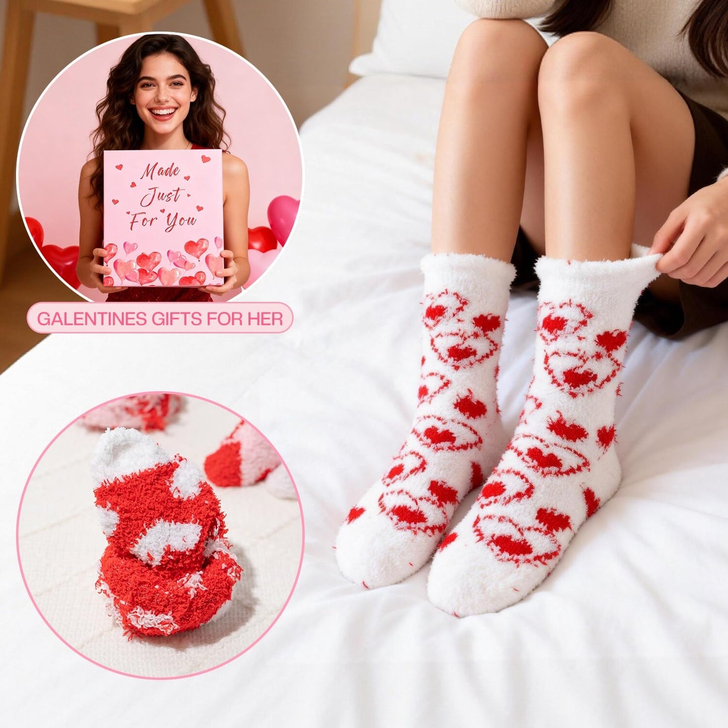 Ithmahco Mothers Day Fuzzy Slipper Socks Gifts for Women Mom, 5 Pairs Fluffy Socks & Gift Card for Sisters Friends Her