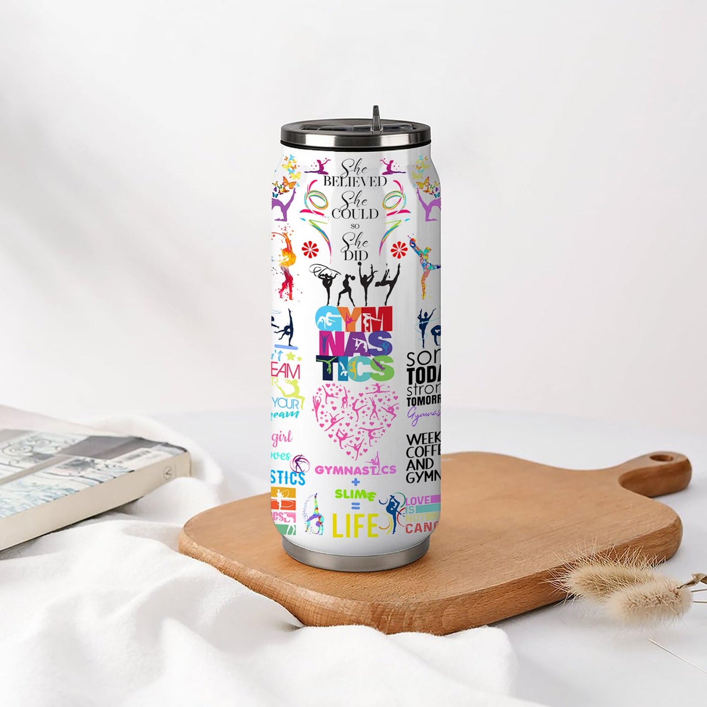 Gymnastics Tumbler Cup With Lid,Gifts For Gymnast Gymnastic Birthday Gift Stainless Steel Vacuum Coffee Mug Cup Gymnastic Gifts For Women Girls 17 Oz