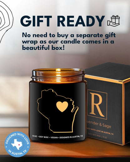 Wisconsin Candle, Thoughtful Wisconsin Themed Souvenirs & Gifts for Men and Women, Unique State Gifts, Best Sentimental Gift for Moving Away, Ideal for Birthday, Christmas, Graduation, Gift Ready