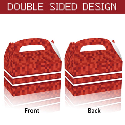 16 Pcs Pixel Theme Gift Box Bags, Pixel Miner Party Favors Decorations Gift Boxes Sandbox Family Goodie Paper Treat Boxes Pixel Party Supplies for Birthday
