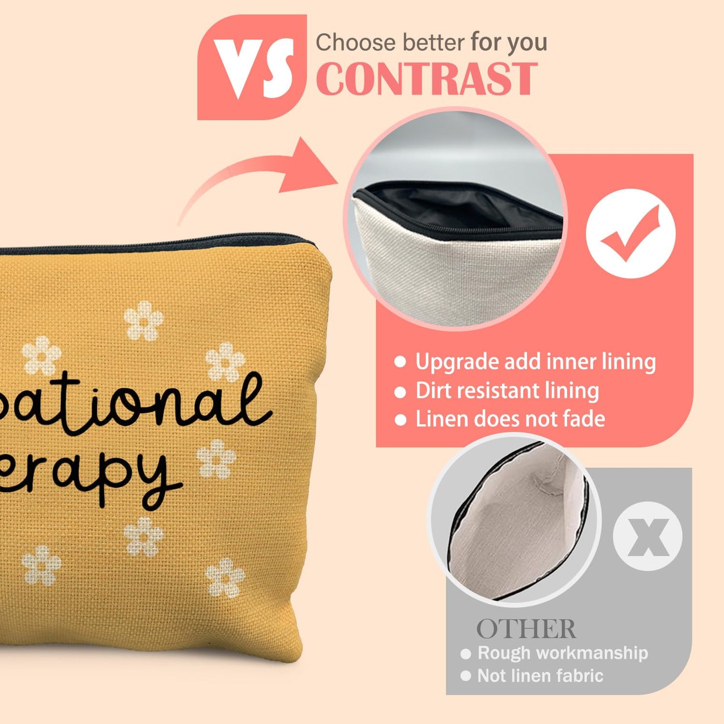 Occupational Therapy Gifts, Occupational Therapist OT Gifts Makeup Bag for Women, Mental Health Psychology Gift Makeup Zipper Pouch