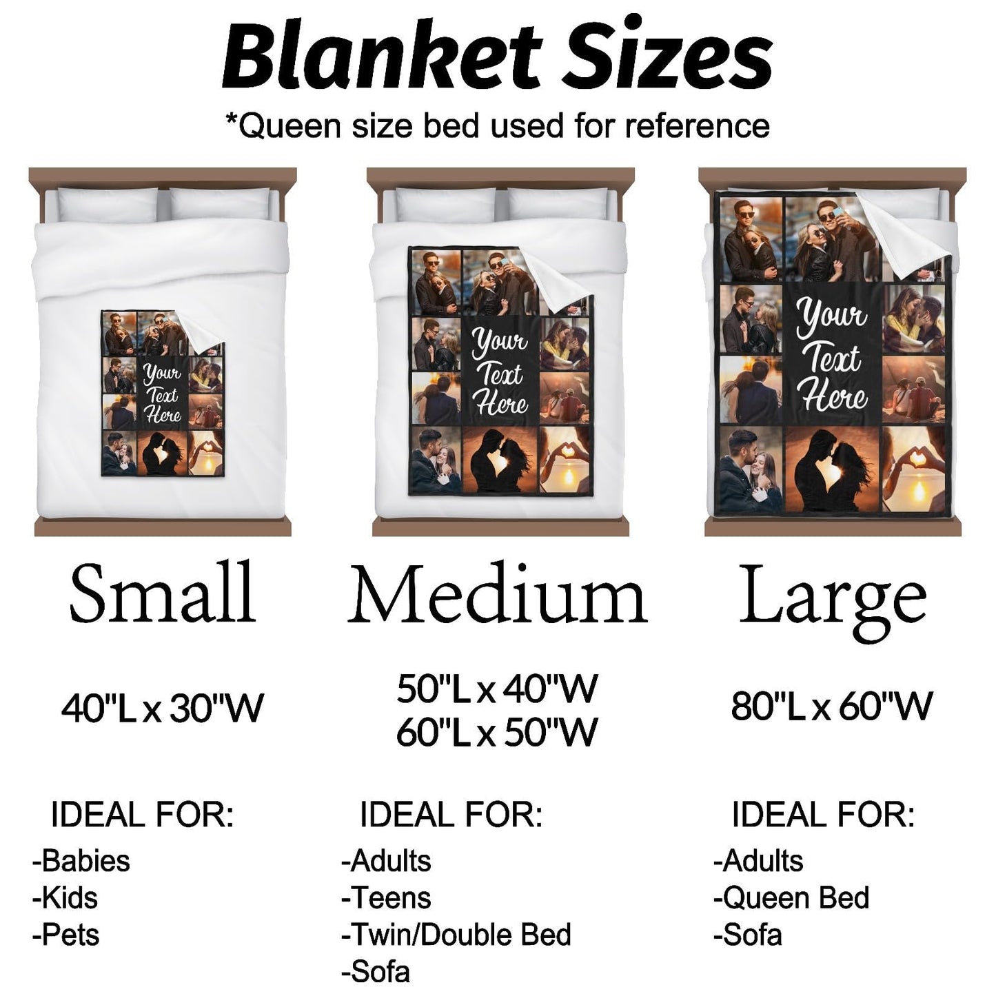 Printwoo Custom Blanket with Picture Text Customized Throw Personalized, Customizable, Photo Blankets Customize Gifts for Mom, Dad, Couple, Girlfriend, Boyfriend, Wife, Husband, D10 Photos-1