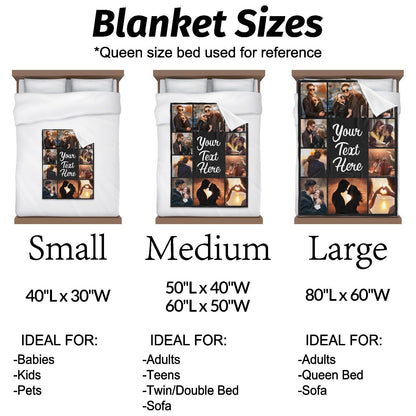 Printwoo Custom Blanket with Picture Text Customized Throw Personalized, Customizable, Photo Blankets Customize Gifts for Mom, Dad, Couple, Girlfriend, Boyfriend, Wife, Husband, D10 Photos-1