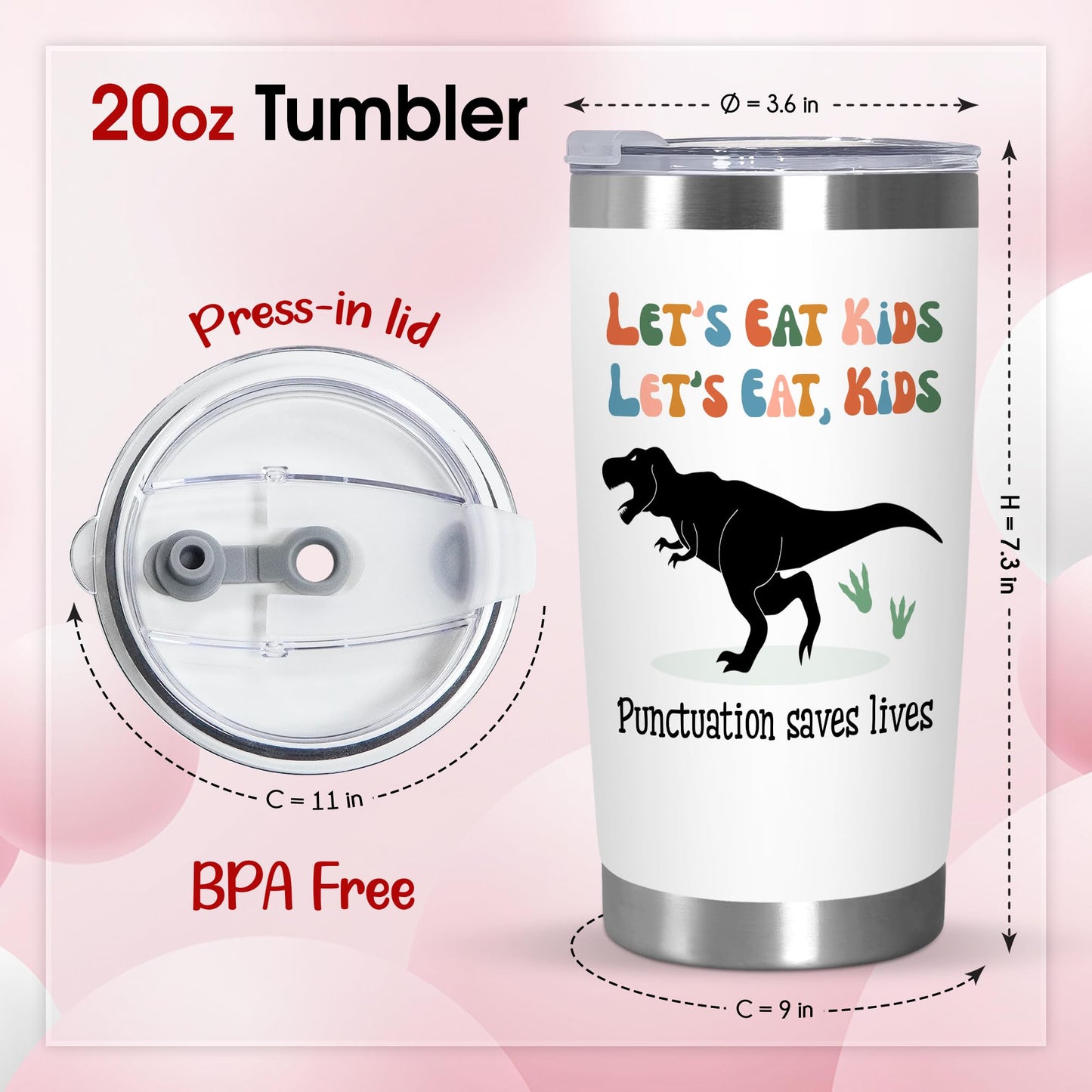 OASSIE Teacher Appreciation Gifts for Women Men - Saurus Kids 20 oz Stainless Steel Tumbler - Teachers Day Thank You Birthday Appreciation Gifts for Women Coworkers Teachers, Funny Teacher Gift Ideas
